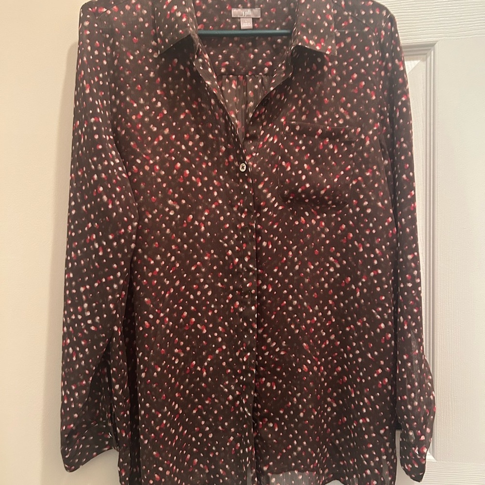 J. Jill Brown and Black Button Down Shirt